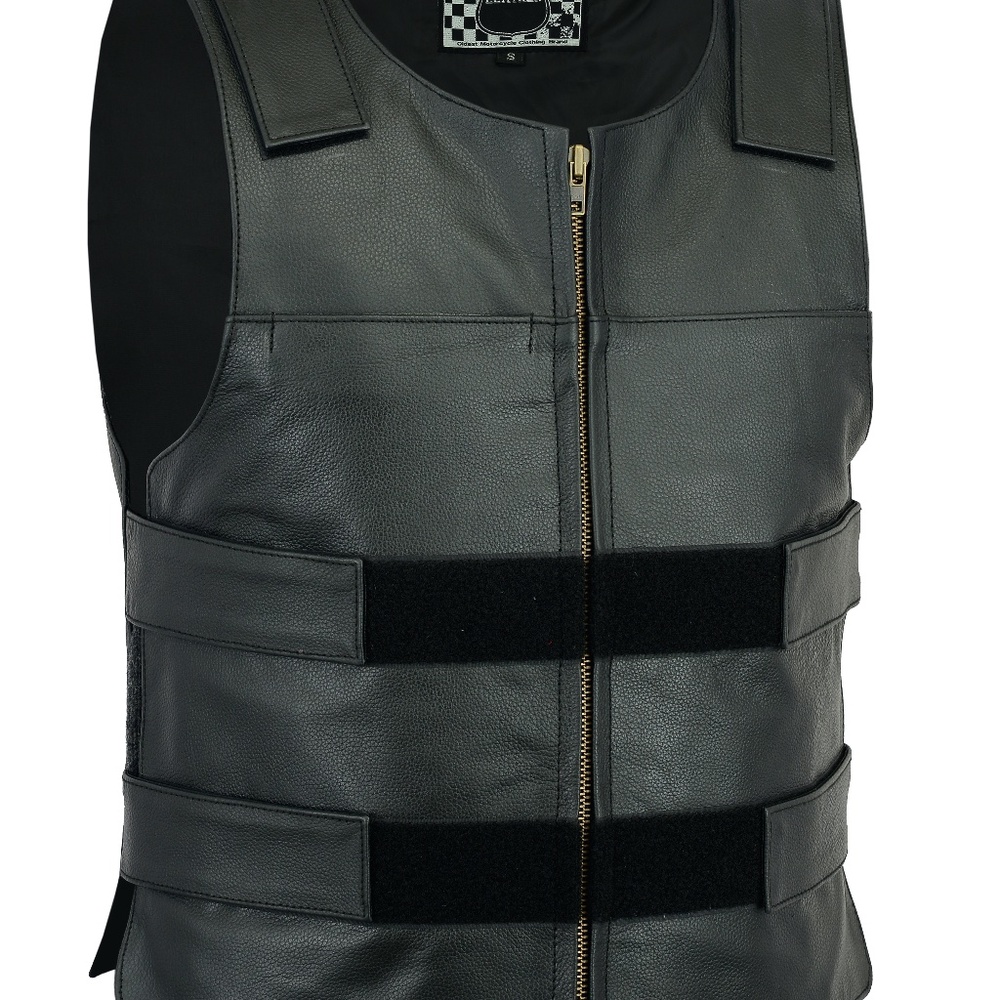 Men Bullet Proof style Leather Motorcycle Vest - Picture 1 of 2